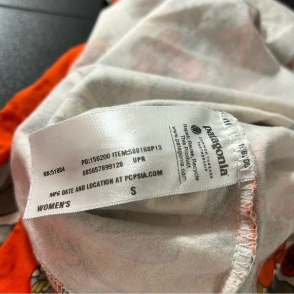 Patagonia Halter Dress Shelf Bra Orange Tan Size Small Floral - Picture 4 of 6